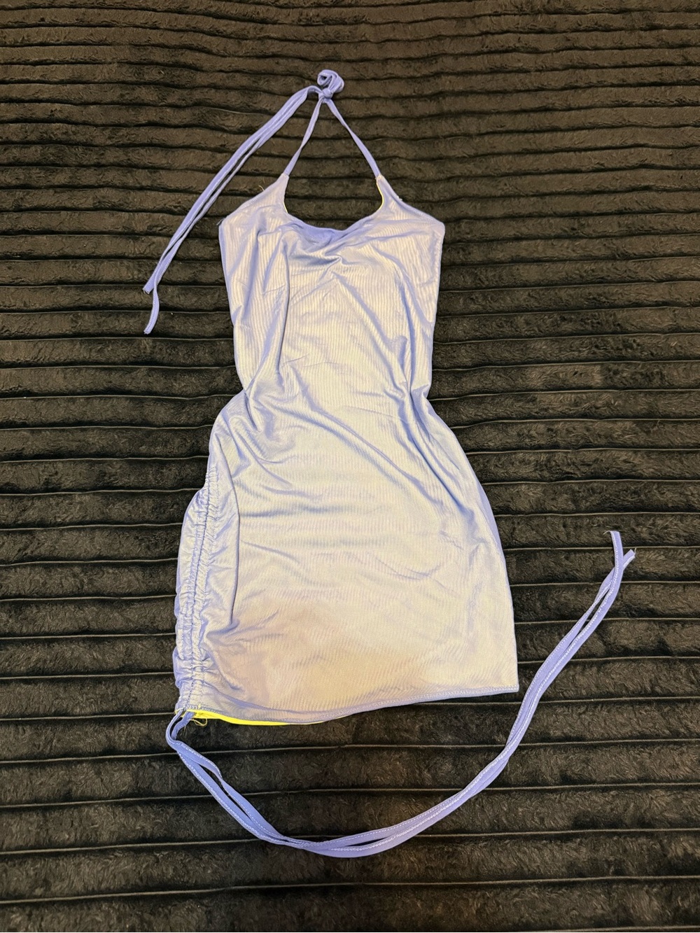 Lilac Halter Ruched Side Mini Dress